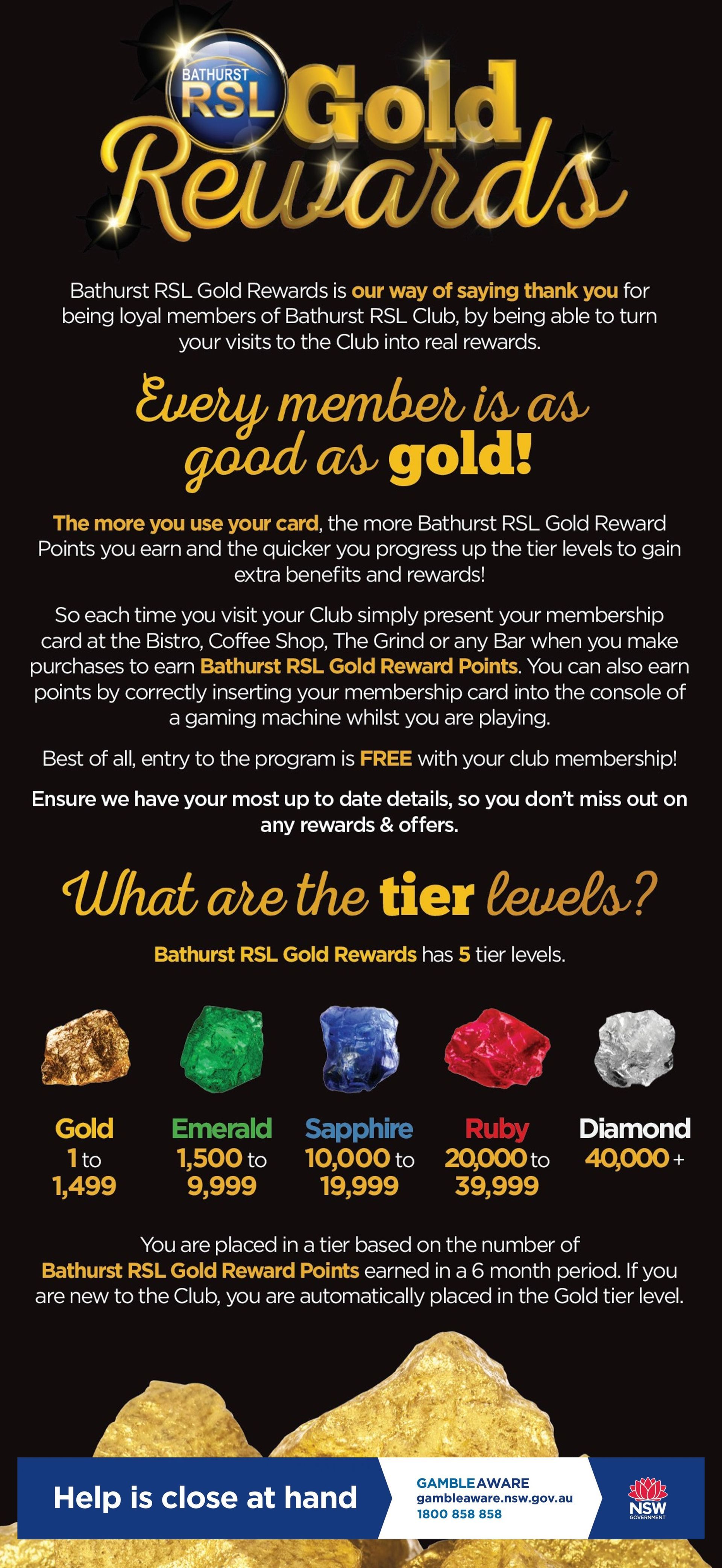 gold rewards diamonds