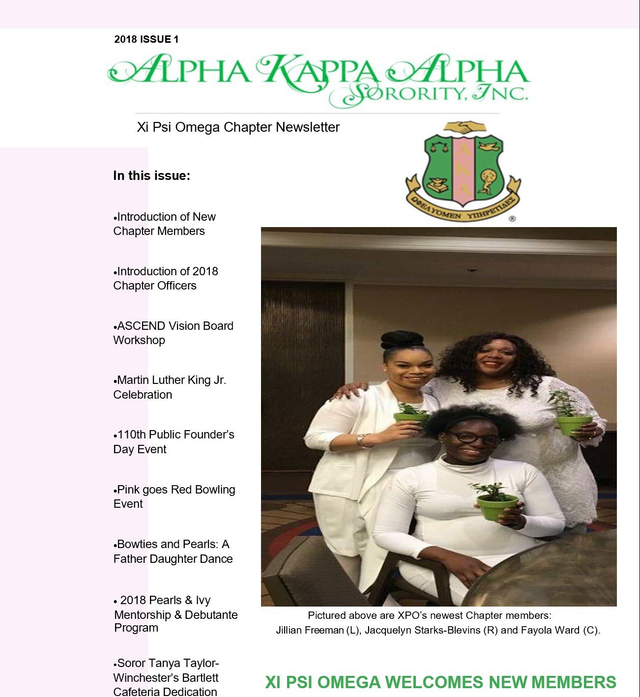 Newsletter Xi Psi Omega Chapter of Alpha Kappa Alpha Sorority