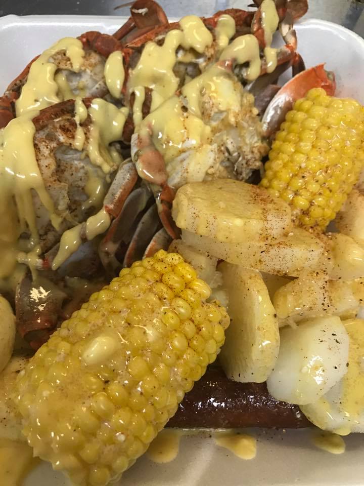 Seafood Lunch — Blue Crabs, Sausage, Corn on the Cob, Potatoes and Boiled Eggs in Cocoa, FL
