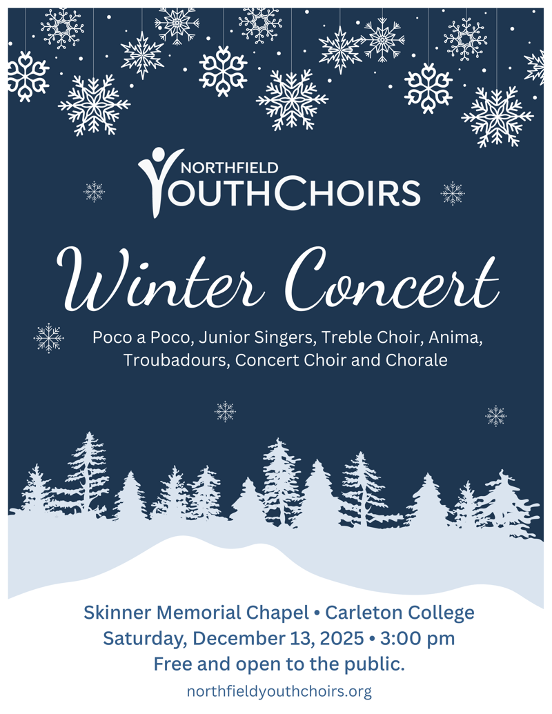 Winter Concert
Saturday, December 13, 2025
3:00pm
Skinner Chapel, Carleton College