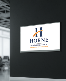 Logo for Horne Insurance Agency, featuring a dark blue 