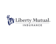 The logo for liberty mutual insurance shows the statue of liberty holding a torch.