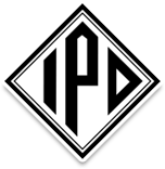 A black and white logo for ipa in a diamond shape.