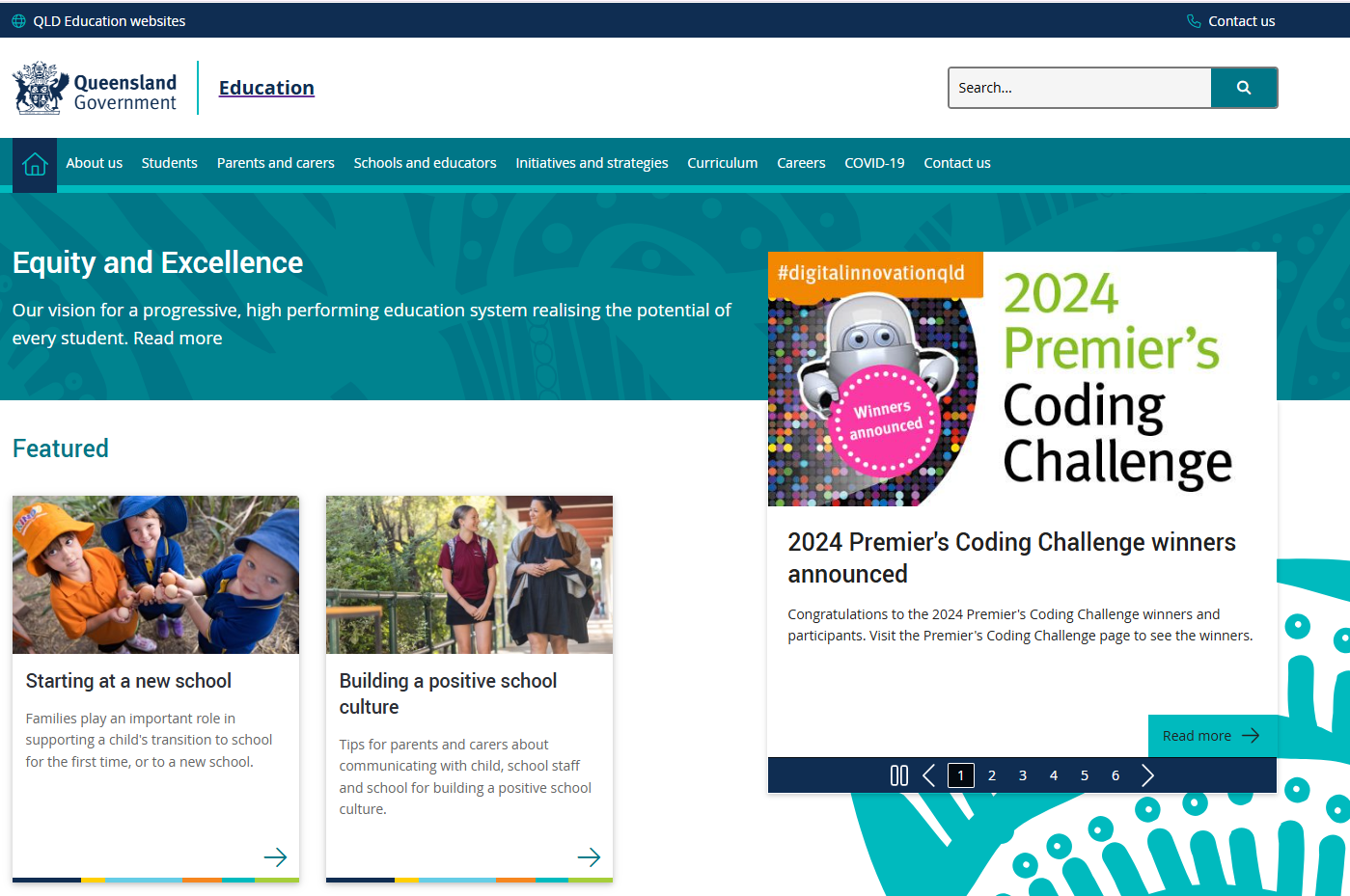 Image of the Department of Education website