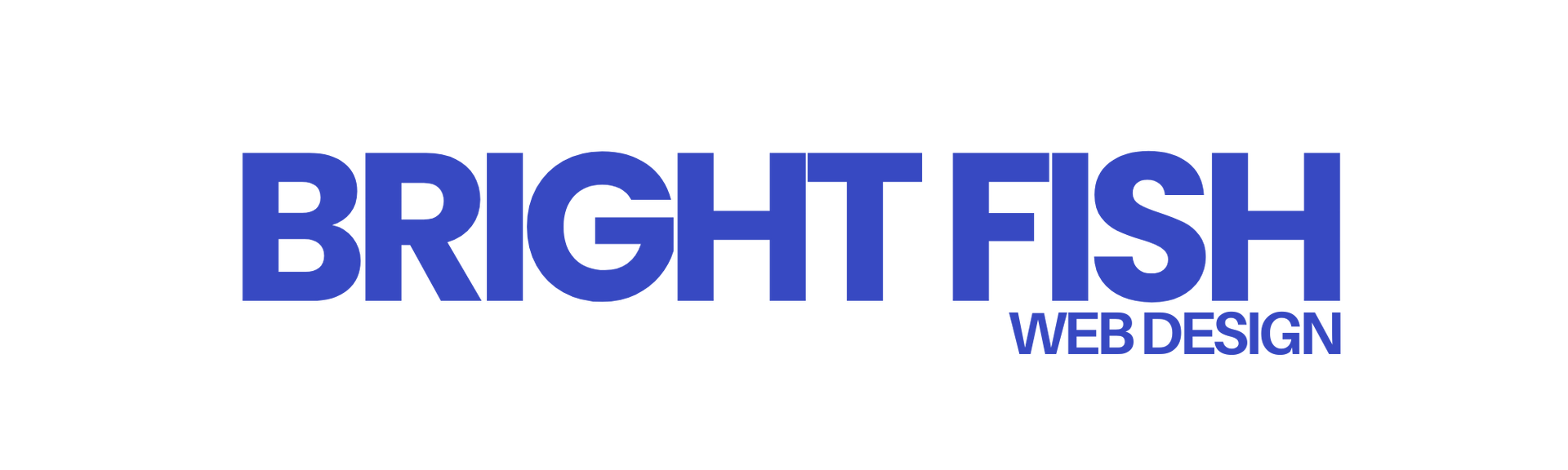 A blue logo for bright fish web design on a white background