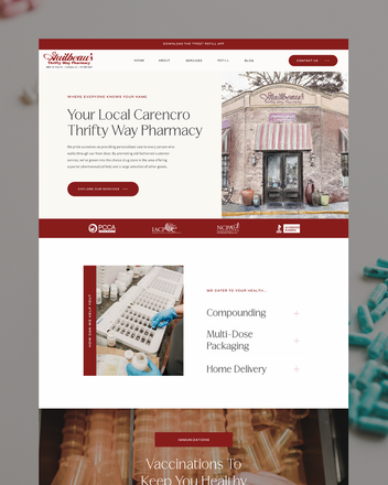 A screenshot of a website for a thrifty way pharmacy.
