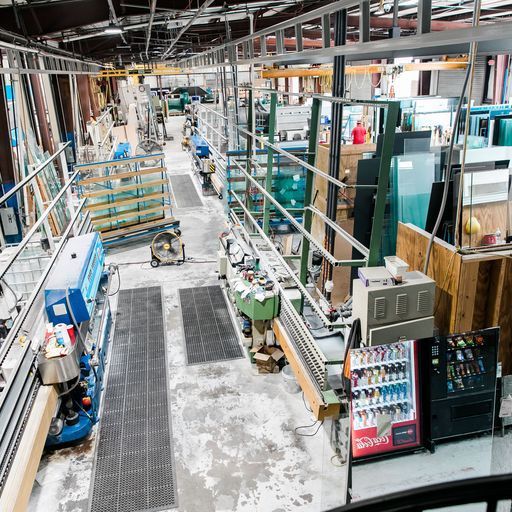 An Aerial View of A Glass Factory with A Vending Machine in The Middle - Buford, GA - EGM Tempering