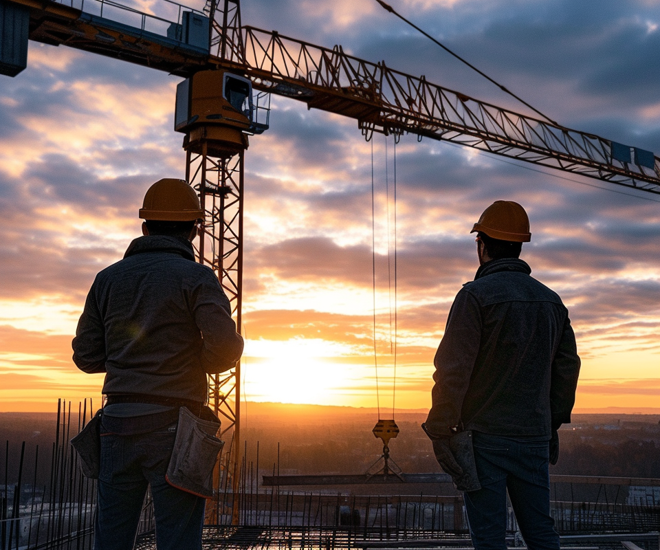 Civil engineers working on construction