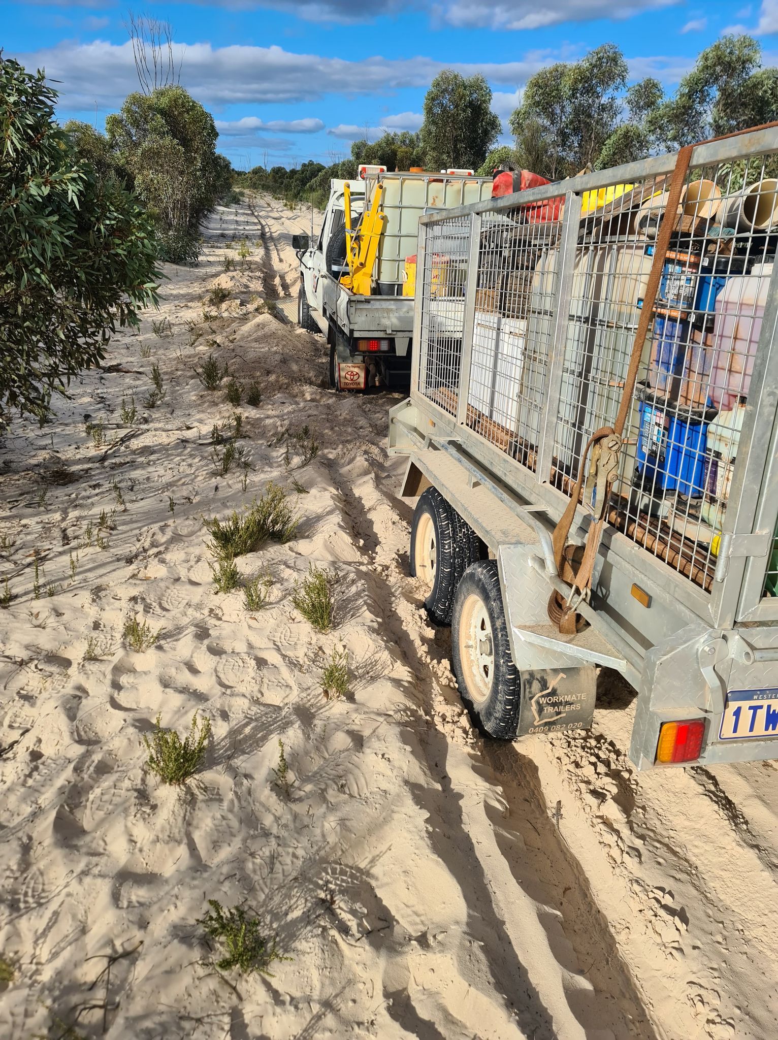 Truck with rig in the sand