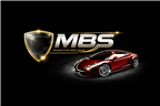 Logo for MBS Automotive: Shield, car, and text on a black background.