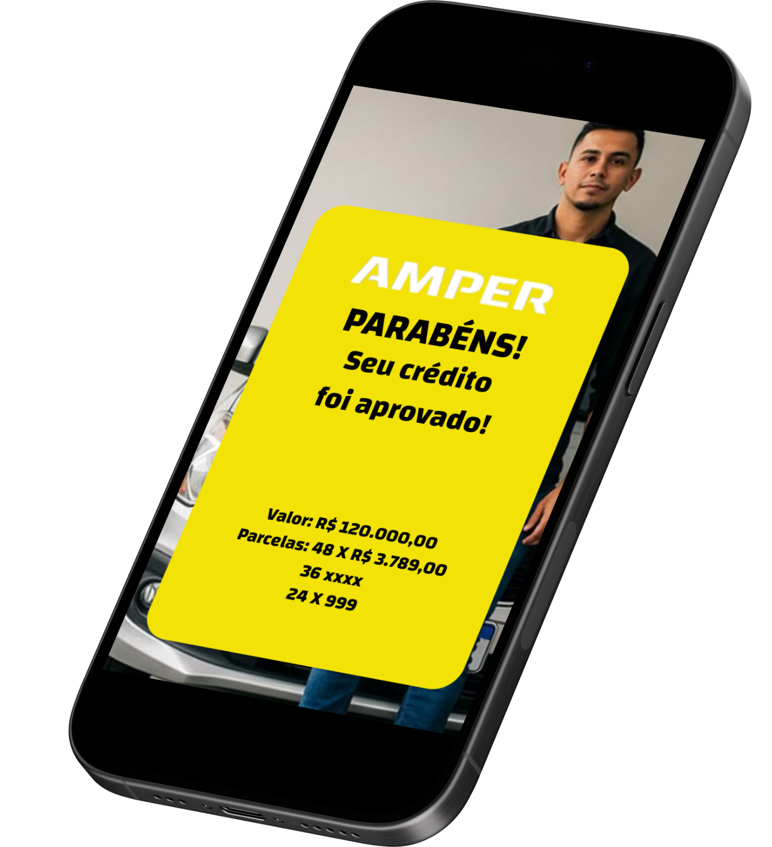 Smartphone exibindo a mensagem 