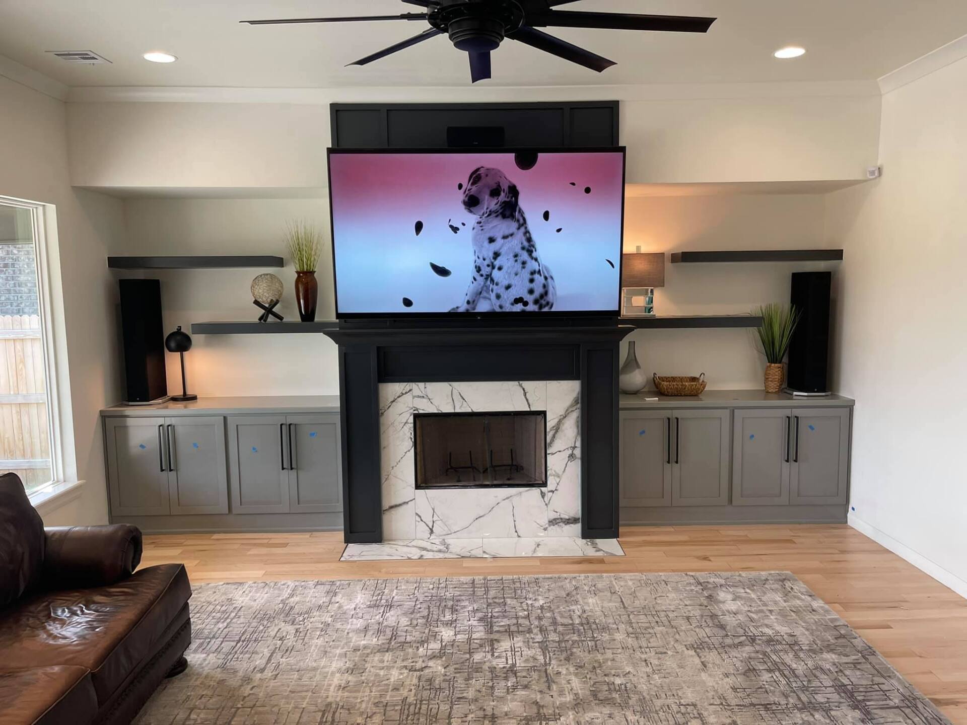 Mounted Television in the Fireplace - Tulsa, OK - Wired Solutions LLC