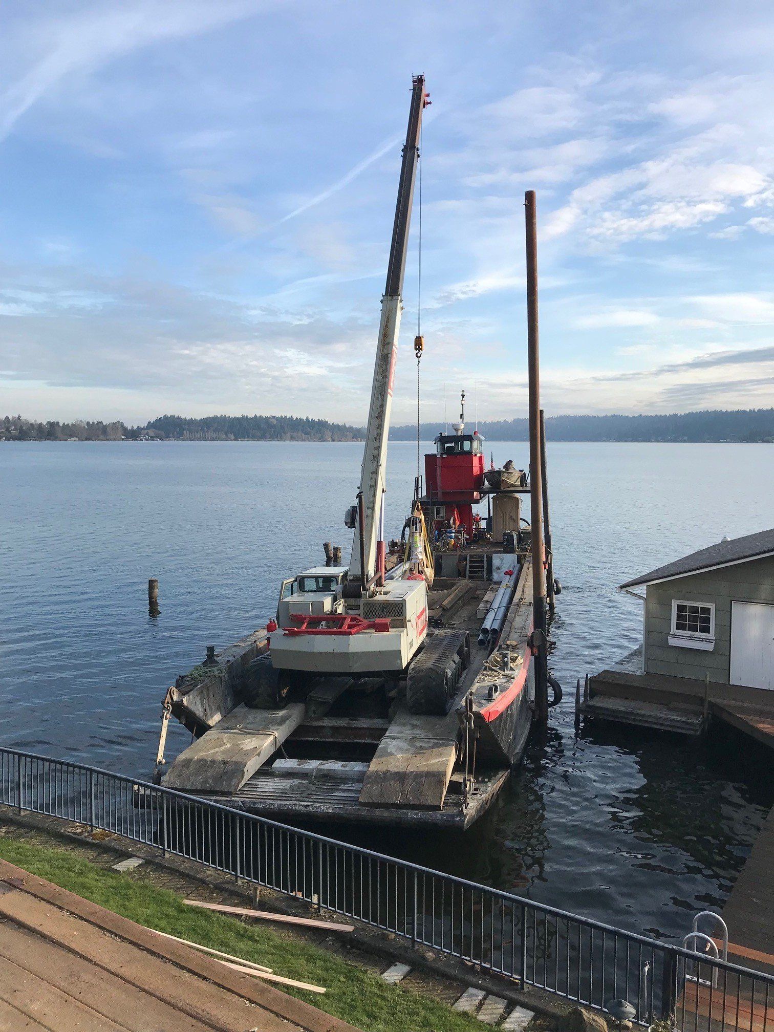 Crane on barge in Lake Washington