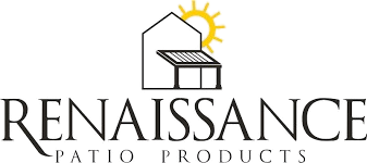 Logo for Renaissance Patio Products: house and patio structure with sun; brand name below.