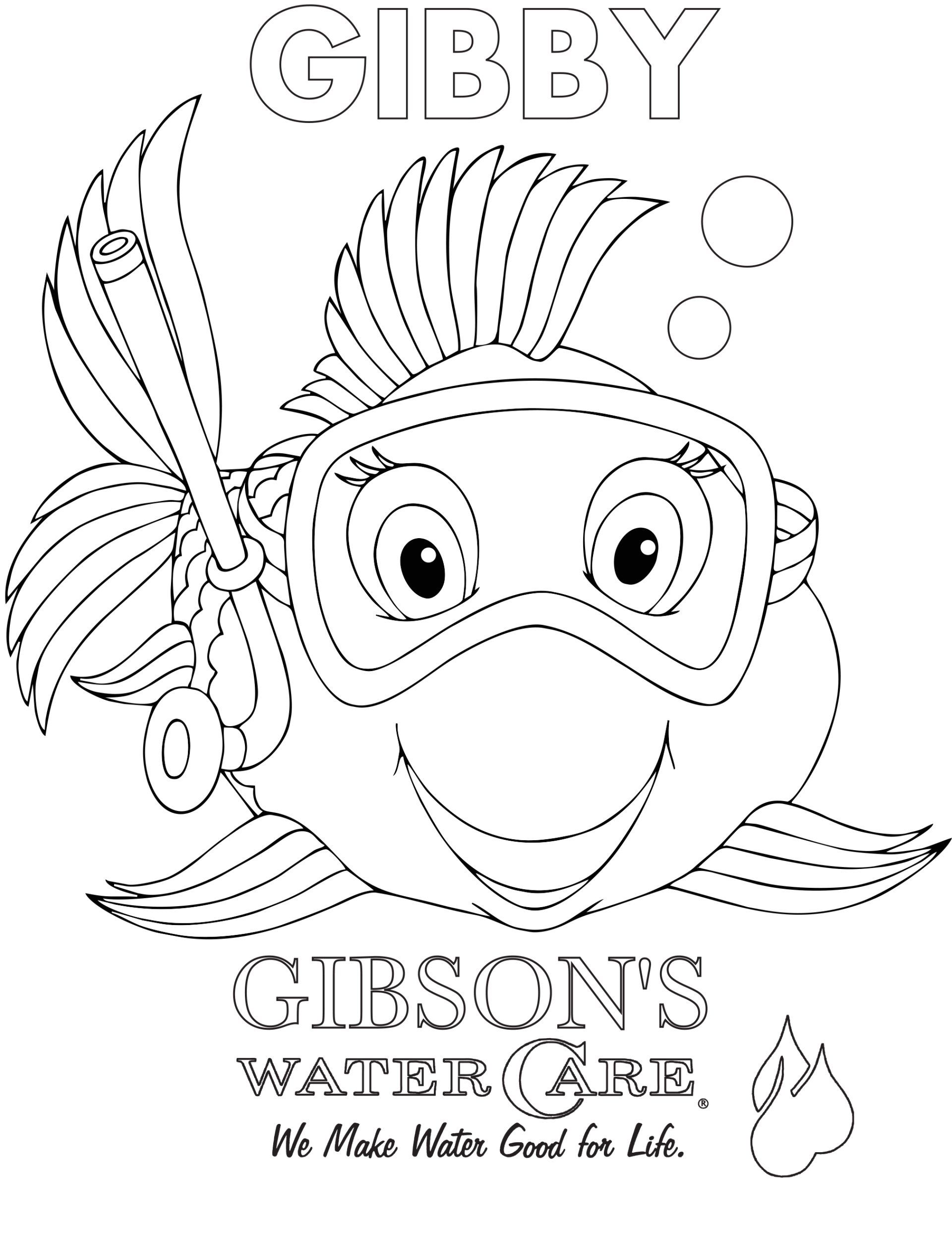 Coloring Pages, Gibby The Fish, Images For Coloring Fun | Gibson's WaterCare
