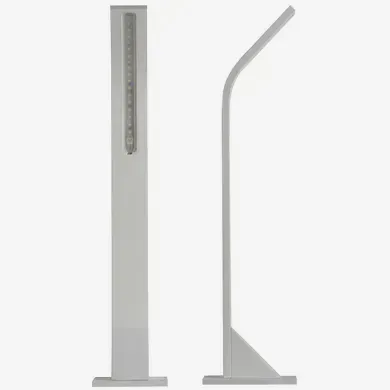 A white pole with a light attached to it on a white background.