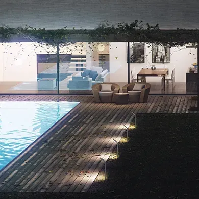 An artist 's impression of a house with a swimming pool
