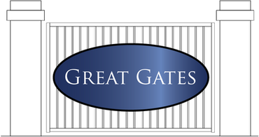 A drawing of a gate with the words great gates on it.