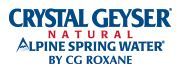 logo for crystal geyser natural alpine spring water by cg roxane