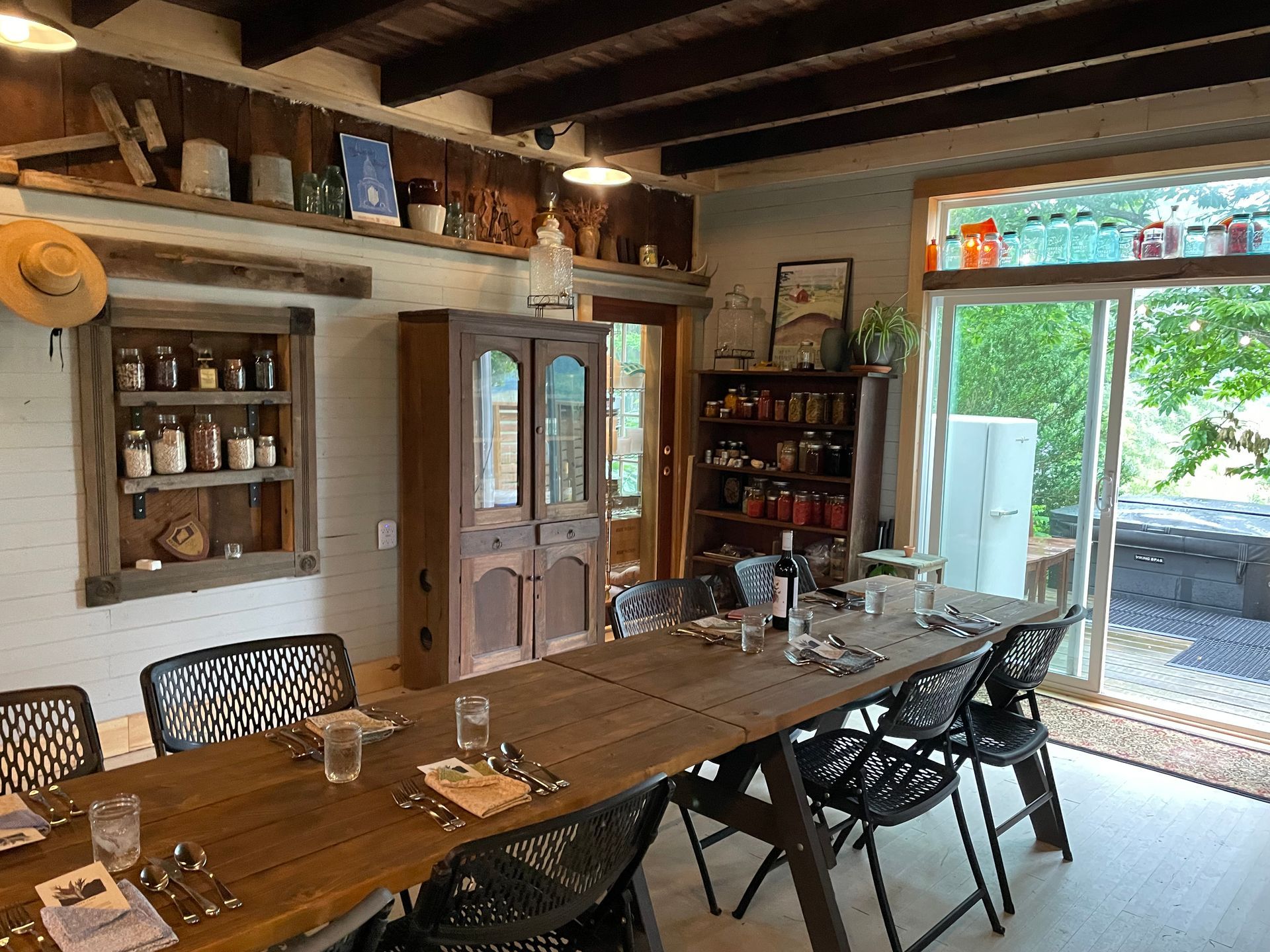 dining room setup before farm to table dinner