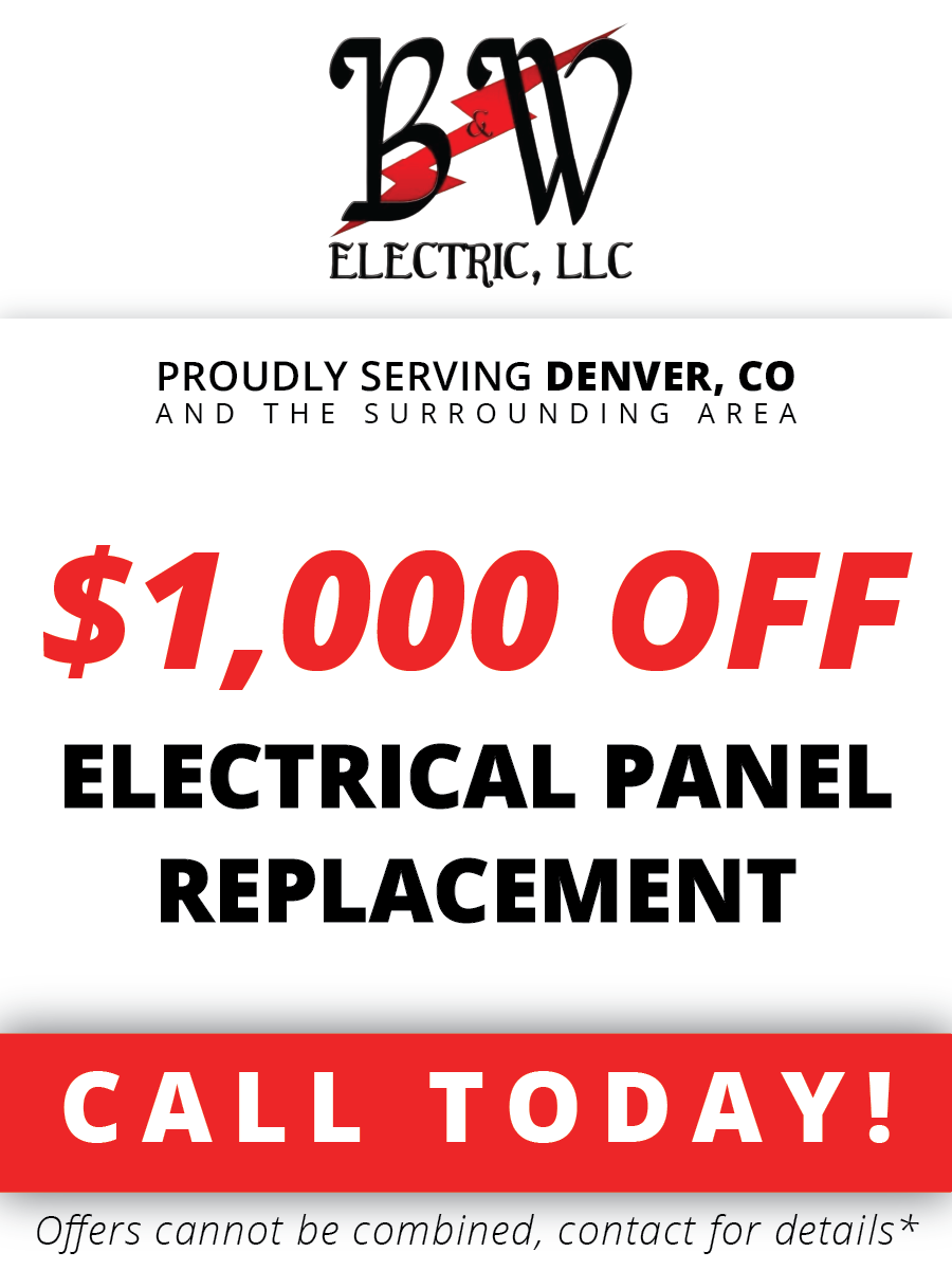 A sign that says $ 1,000 off electrical panel replacement