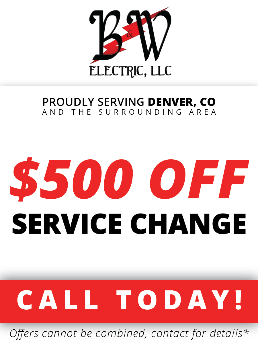 A sign that says $ 500 off service change call today