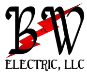 A black and red logo for b & w electric llc