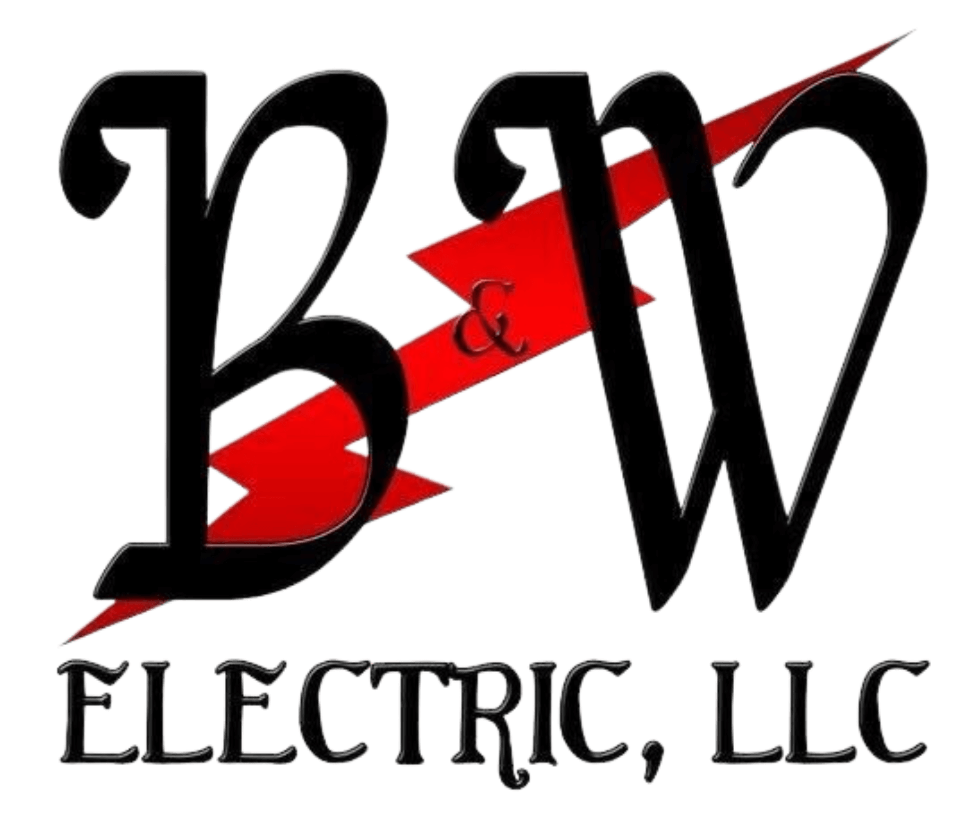 A black and red logo for b & w electric llc