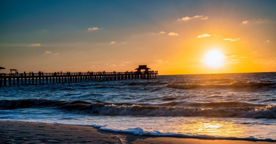 Sunset over the Naples Pier. 