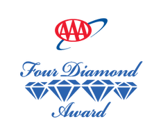The logo for the four diamond award is blue and red.