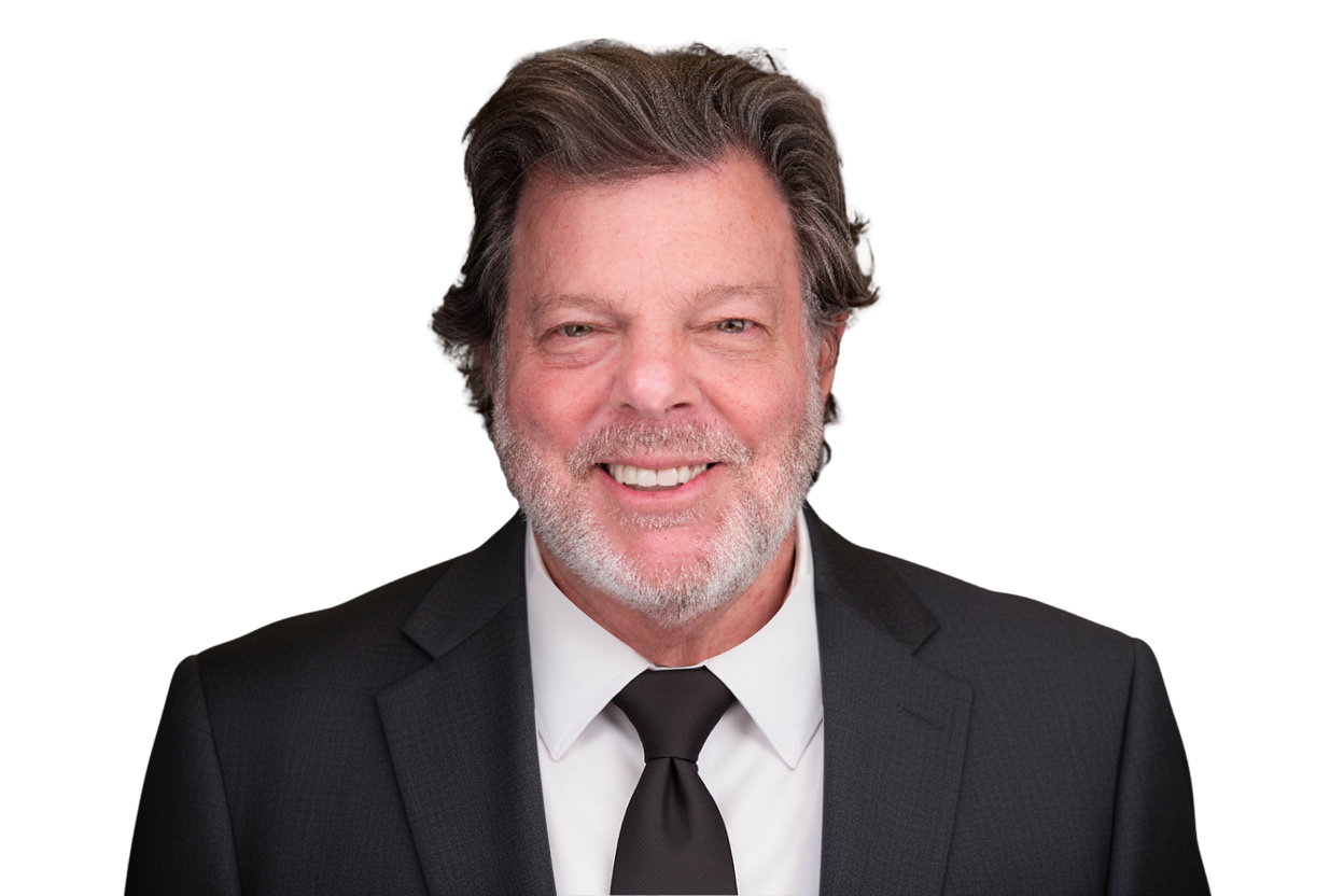 An aerial view of a city at night with lots of tall buildings