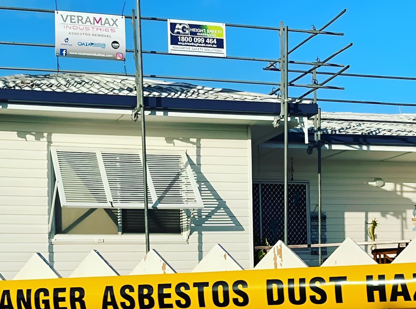 A House With Scaffolding and a Sign That Says — Veramax Industries in Park Avenue, QLD