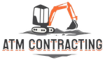 A logo for a construction company called atm contracting