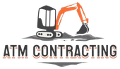 A logo for a construction company called atm contracting