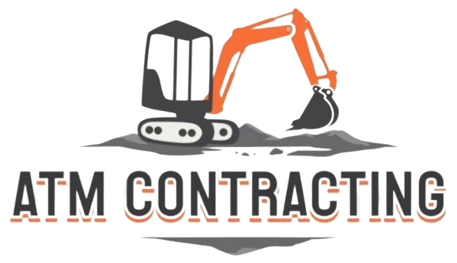 A logo for a construction company called atm contracting