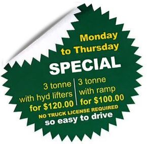 a b truck rentals monday to thursday special