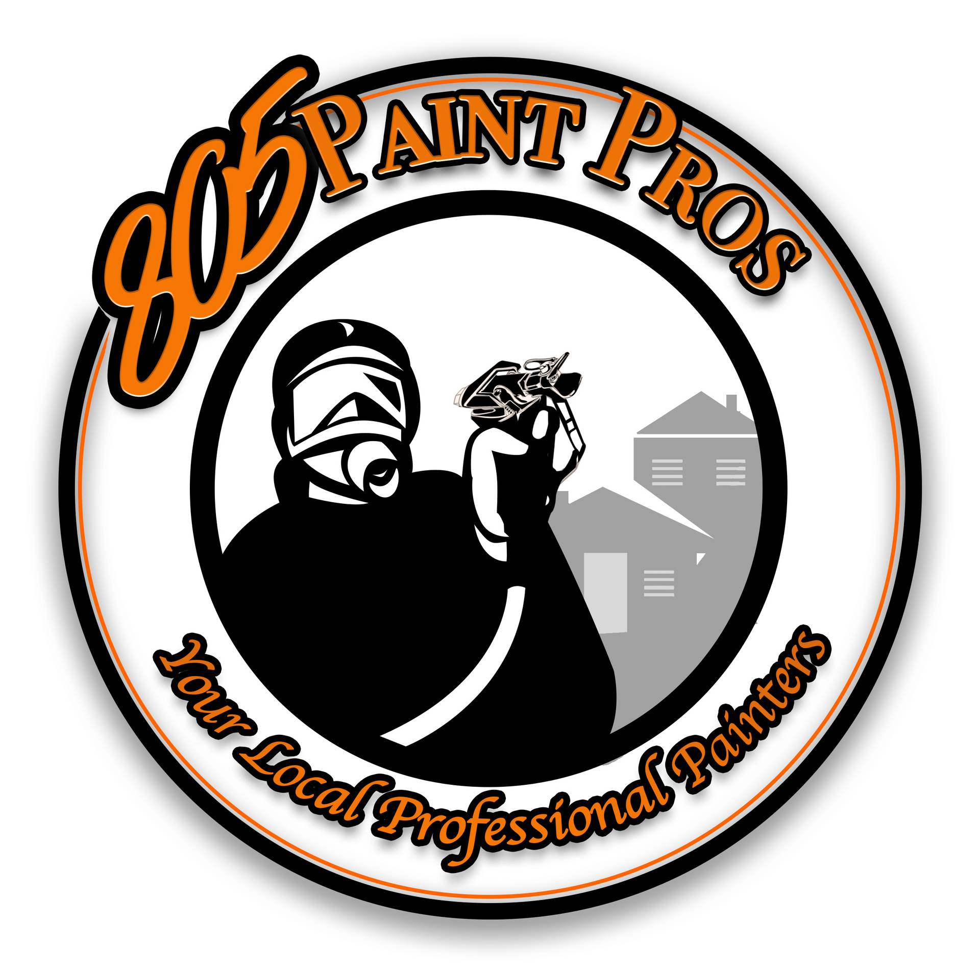 A logo for paint pros shows a man spraying paint
