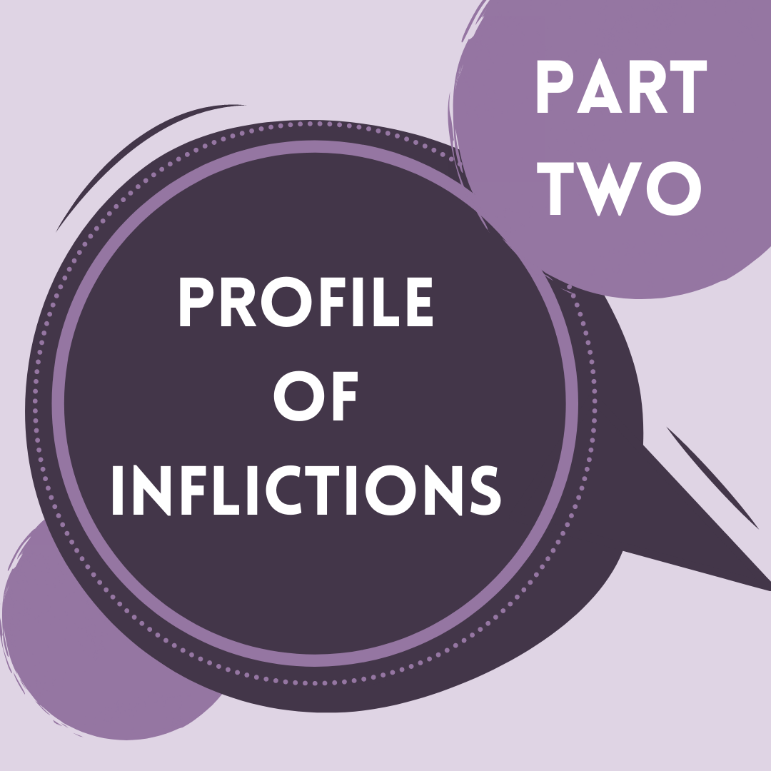 A purple speech bubble that says part two profile of inflections
