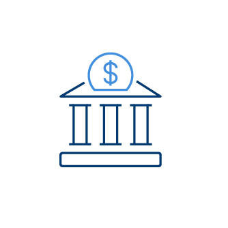 A bank building with a dollar sign on top of it.