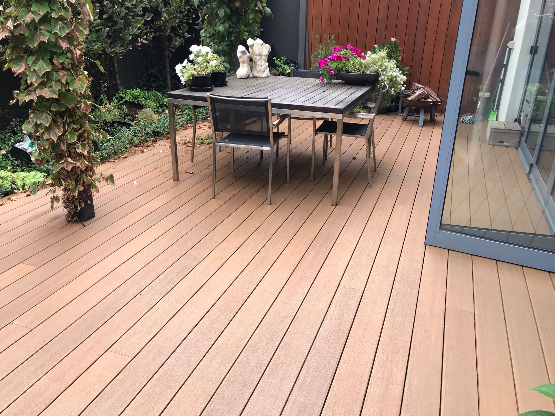 Decking with plants