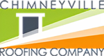 Chimneyville Roofing Company logo: chimney graphic over orange and yellow stripes.