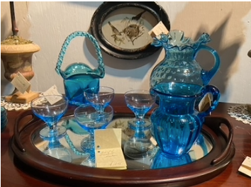 Vintage Blue Glass and bubble glass