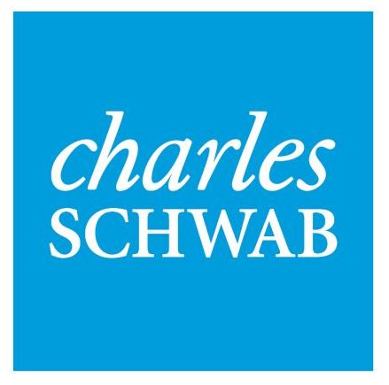 Charles Schwab logo: White text on a blue square. 