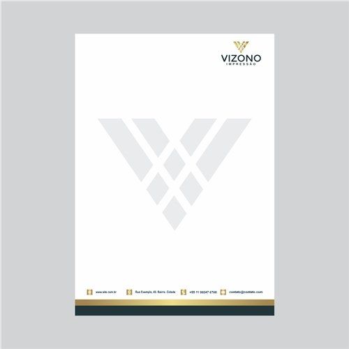 Papelaria, cartão de visita, papel timbrado, envelope, pasta...