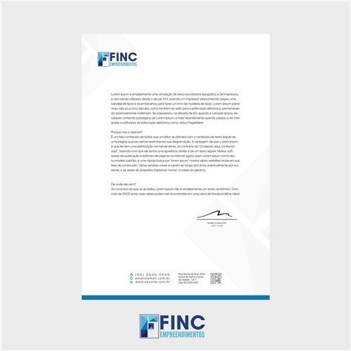 Um papel timbrado com a palavra finc nele