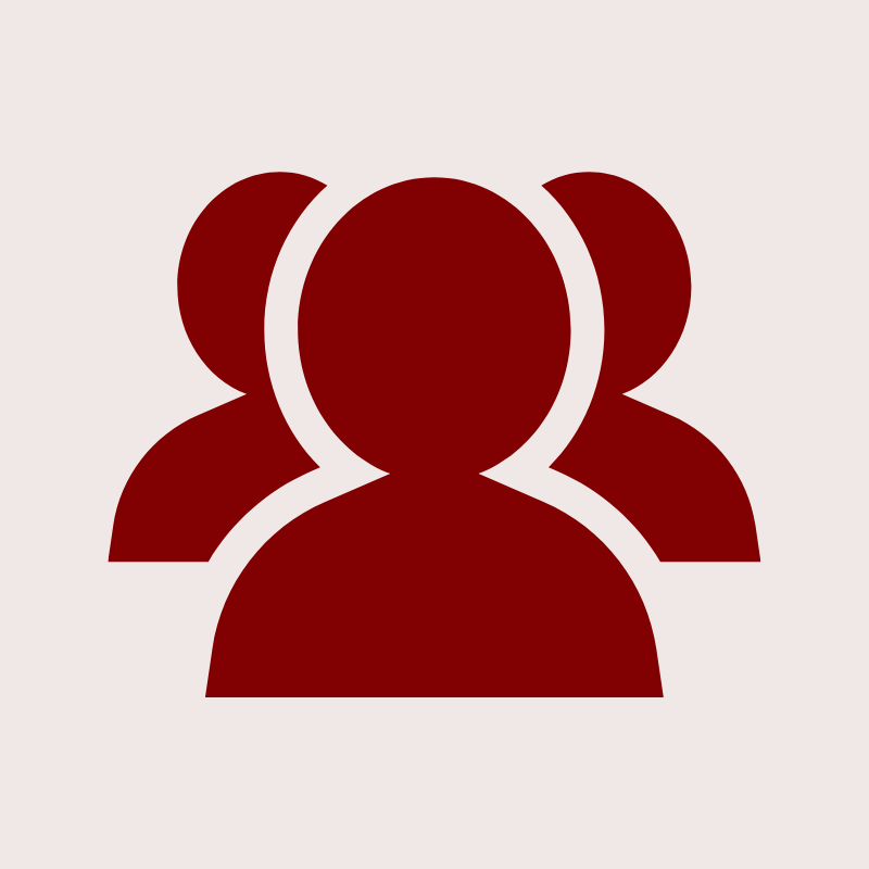 Three red silhouetted figures representing a group or team.
