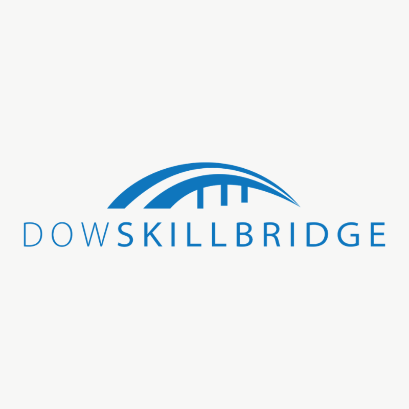 Blue arched bridge logo with