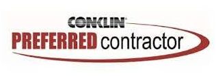 Conklin Preferred Contractor logo in red and black with a red arch.