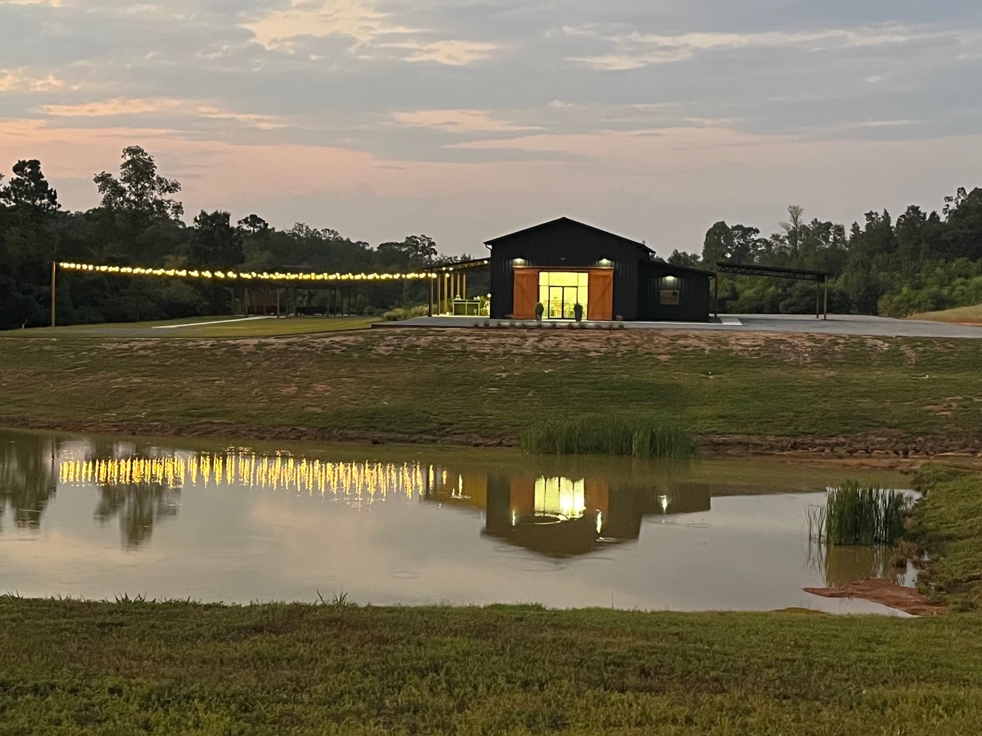 Wedding Venue at night at the Barn at Baxter Farms