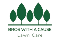 Green tree logo above "Bros With A Cause Lawn Care" text.